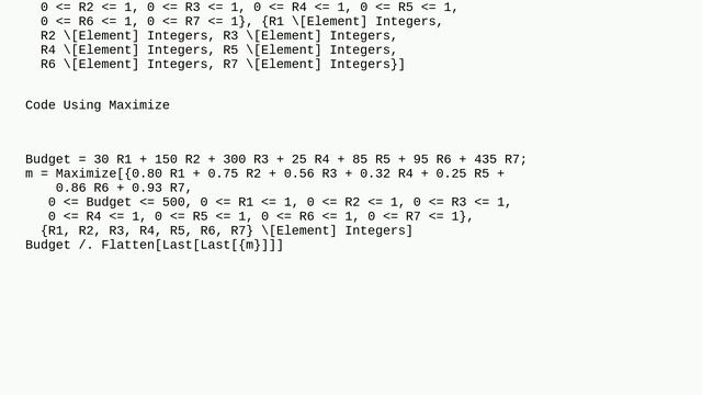 Mathematica: How to more efficiently code integer constraints in LinearOptimization and Maximize смотреть онлайн