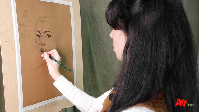 Тема 23. Рисуем портрет с контрастным освещением на тонированной бумаге. Техника гризайль. смотреть онлайн