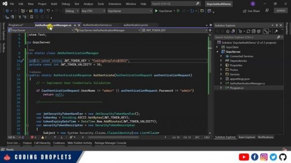 gRPC C# Tutorial [Part 4] - gRPC JWT Token .Net Core - DotNet gRPC Authorization