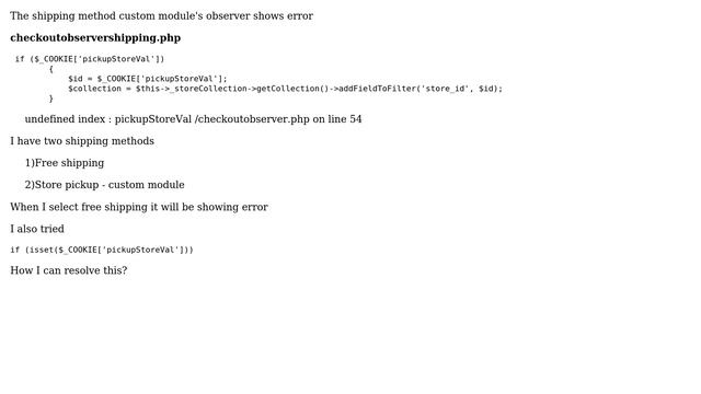 Magento: undefined index in $cookie['test'] in Magento 2 checkout observer (2 Solutions!!) смотреть онлайн