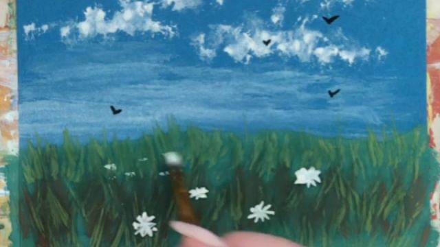 Ромашковое поле. Урок закрытого клуба рисования для дошкольников и их родителей. смотреть онлайн