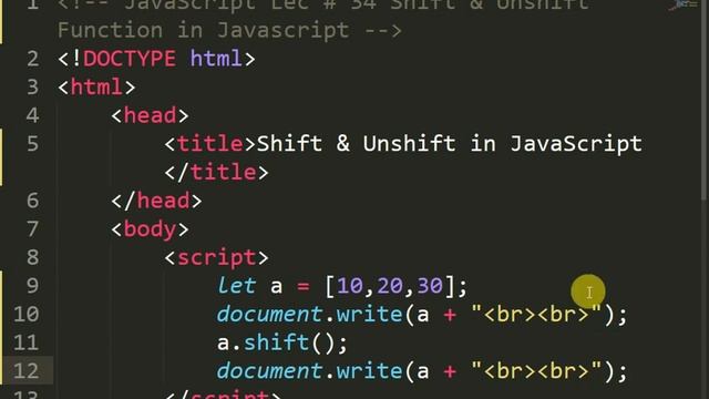 Shift & Unshift Array Function In Javascript Lectures Series Javascript Tutorials For Beginners Urd смотреть онлайн
