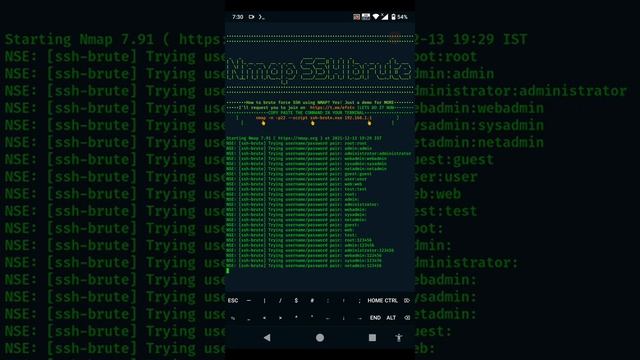 BRUTE FORCE on ssh/dns/PHP, http servers using NMAP | termux tutorial ?? смотреть онлайн