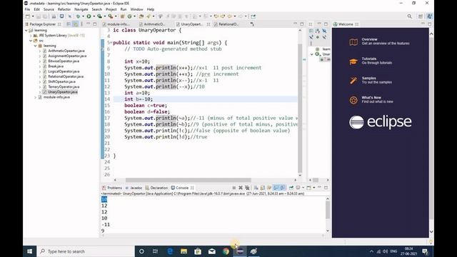 Java Operator - Arthimetic Operator and Unary operator смотреть онлайн