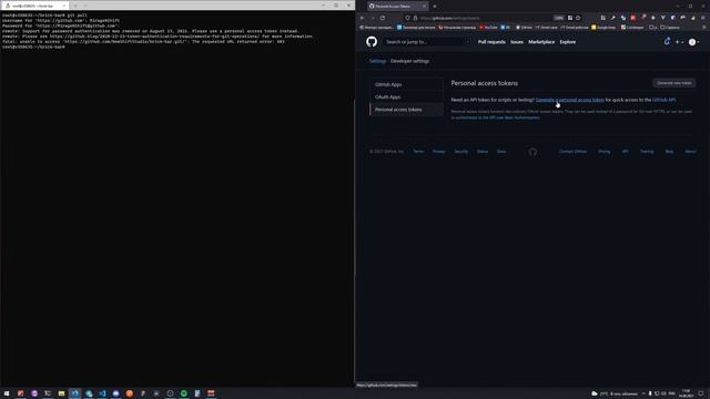 Решение проблемы: Support For Password Authentication Was Removed On August 13, 2021