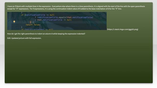 Intellij IDEA java code formatting: If right parenthesis at wrong indentation смотреть онлайн