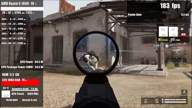 Warface | R5 1600 + GTX 1060 6gb | Medium settings 1080p performance FPS test | rus\eng смотреть онлайн
