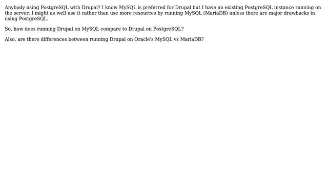 Drupal: drupal on postgresql vs mysql vs mariadb смотреть онлайн