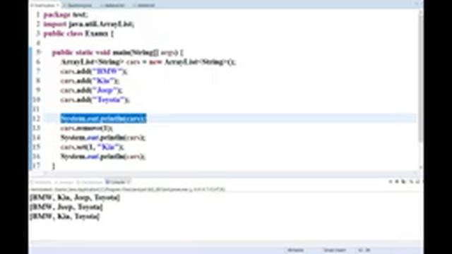 Java ArrayList operations with Example смотреть онлайн