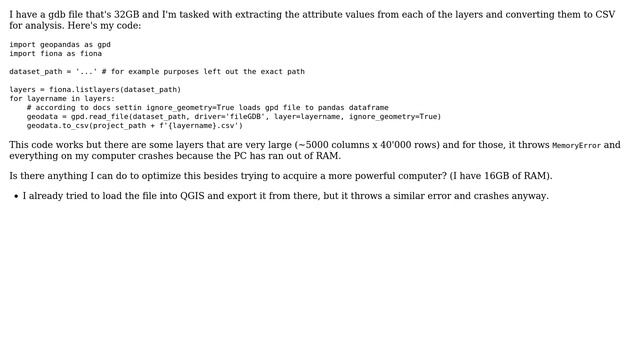 GIS: Reading GDB file with GeoPandas throws MemoryError (2 Solutions!!) смотреть онлайн