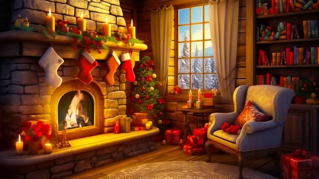 ALL YEAR IS CHRISTMAS ?Instrumental Christmas Music with Crackling Fireplace ? Merry Christmas смотреть онлайн