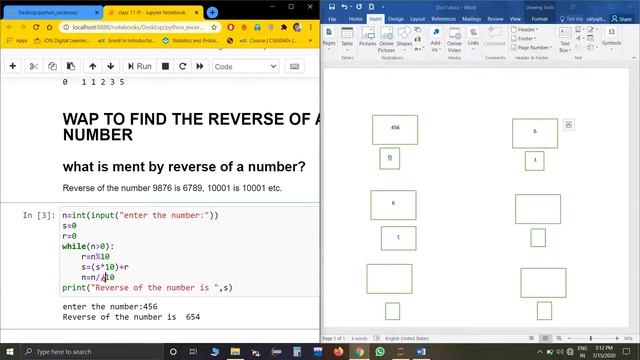 Python program to print the reverse of a number смотреть онлайн