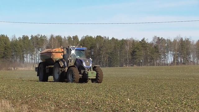Fertilizing 2020 | New Holland T7.270 & Amazone ZG-TS 8200 profis hydro trailed fertilizer spreader смотреть онлайн