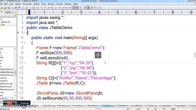 JTable Swing Components смотреть онлайн