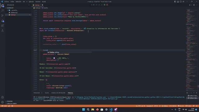 Capítulo 1: /srvinfo Slash Command en Discord.py y PyCord смотреть онлайн