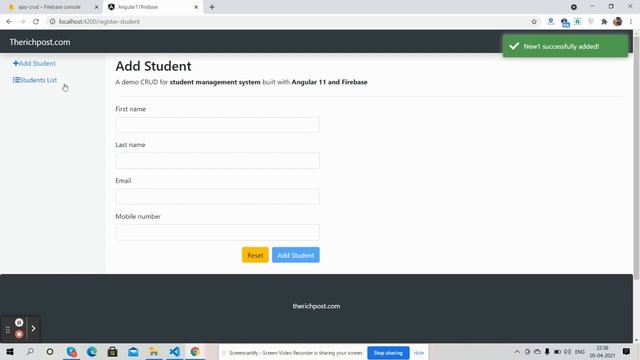 Angular 11 Crud with Firebase Database смотреть онлайн