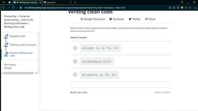 Practice questions: Writing clean code {Khan academy} смотреть онлайн