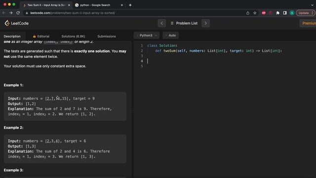 Two Sum II Python Solution -Leetcode 167 смотреть онлайн