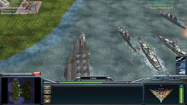 Command & Conquer Generals: Continue - АМЕРИКАНСКИЙ ФЛОТ! Демонстрация Авианосца [online battle 2v2 смотреть онлайн
