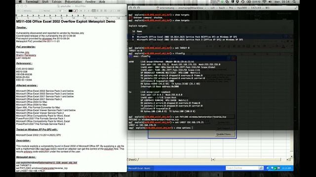 MS10-038 Office Excel 2002 Overflow Exploit Metasploit Demo смотреть онлайн