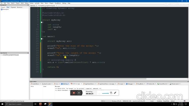 Dynamic Array using structures in C Language смотреть онлайн