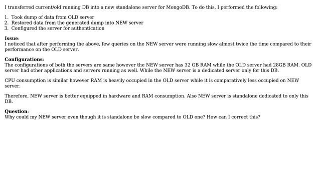 Databases: MongoDB: Queries running twice slow on NEW server compared to OLD server смотреть онлайн