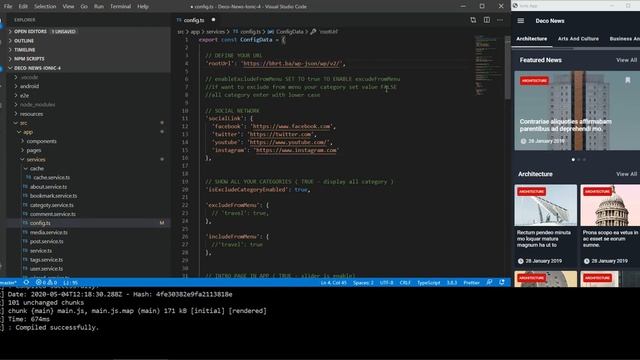 Deco News - Ionic Mobile App for Wordpress - How to add your URL in app смотреть онлайн