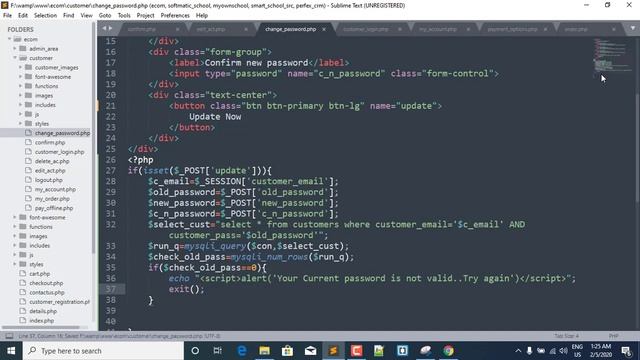 68-Writing script for changing customer password | Multivendor E-Commerce Website On PHP смотреть онлайн