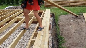 Половые лаги и сборка стен из досок 150х50. БАНЯ 25м2. #3