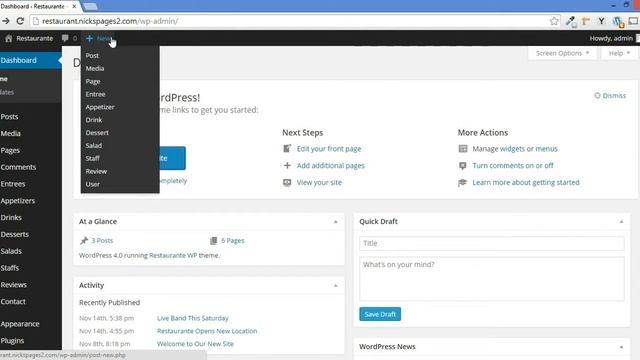 Restaurante For WordPress Features 2015