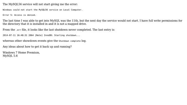 DevOps & SysAdmins: MySQL service won't start, Error 5 смотреть онлайн