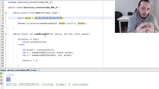 Ejercicios Java - Recursividad #17 - Suma de un array con divide y vencerás смотреть онлайн