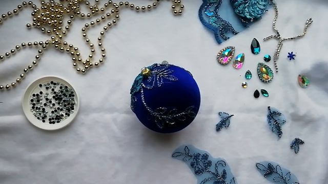 Новогодний Декор - Синий бархатный шар | Christmas blue balls decoration смотреть онлайн