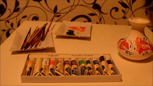 роспись вазы, акрил. смотреть онлайн