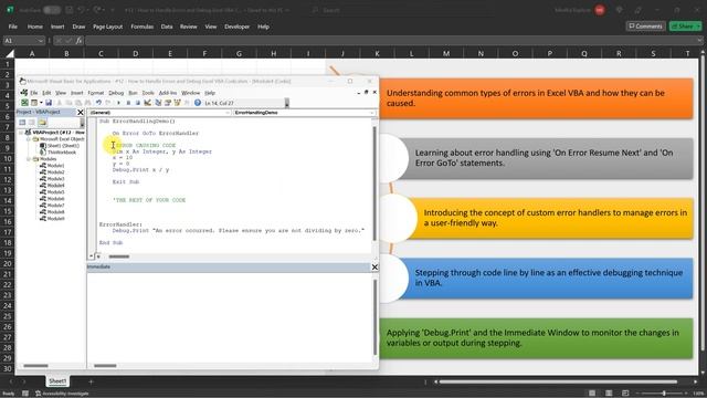 #12 How to Handle Errors and Debug Excel VBA Code смотреть онлайн