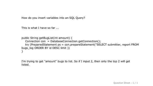 MySQL : Inserting variable into SQL query from Java смотреть онлайн