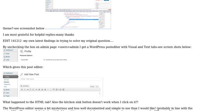 Wordpress: Theme post editor does not have Visual & Html tabs and all buttons? смотреть онлайн