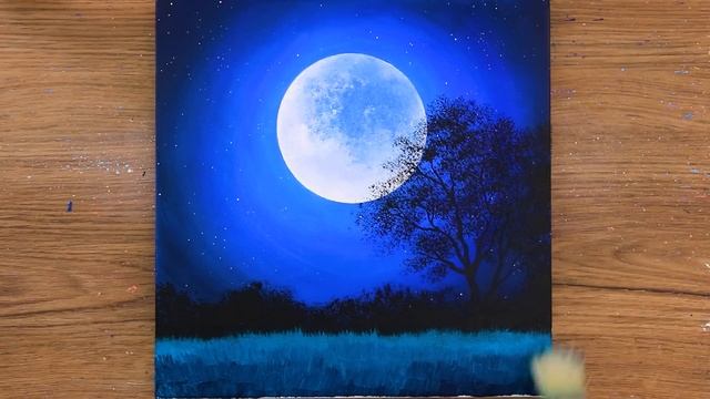 ? Lovely Night Scenery | Relaxing Acrylic Painting #425 смотреть онлайн
