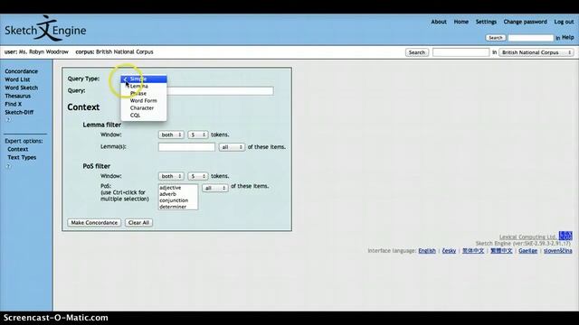 Concordancer: A Sketch Engine function. смотреть онлайн