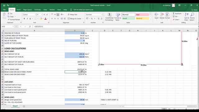 1. Roof truss design in STAAD Pro | Load calculation using Excel sheets | Designing roof truss смотреть онлайн