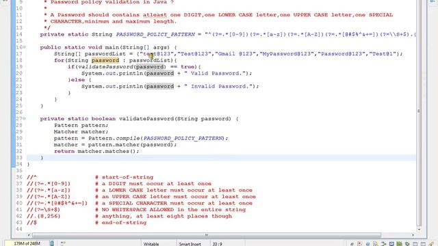 PASSWORD POLICY VALIDATION REGEX USING JAVA смотреть онлайн