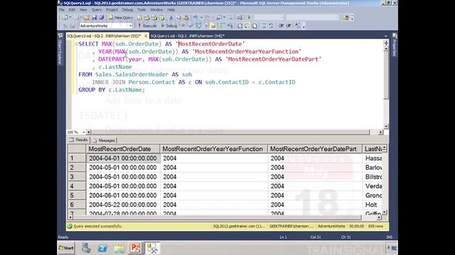 SQL Server 2012 Querying - Date and Time Functions смотреть онлайн