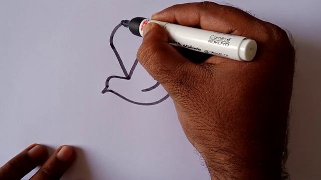 How to draw a Flying bird (Dove) Easy drawing step by step//Flying bird from letter V. смотреть онлайн