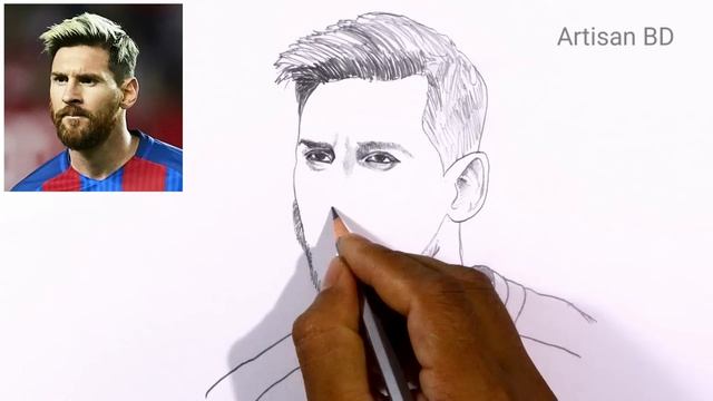 How To Draw Lionel Messi | Step By Step Very Easy Pencil Sketch | Messi Drawing смотреть онлайн