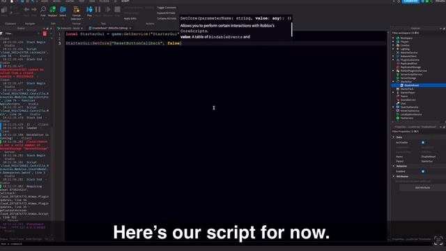How to disable the RESET button… | Roblox Studio смотреть онлайн