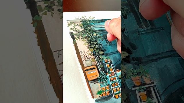 Gouache Urban Sketching: Capturing the Charm of a Cozy Plant Shop ?? смотреть онлайн