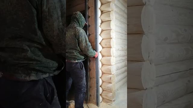 Обсадная коробка двери. Чистовая обсада. Штроба фрезером. Коробка с четвертью. Андреевские срубы. смотреть онлайн