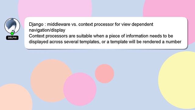 Django : middleware vs. context processor for view dependent navigation/display смотреть онлайн