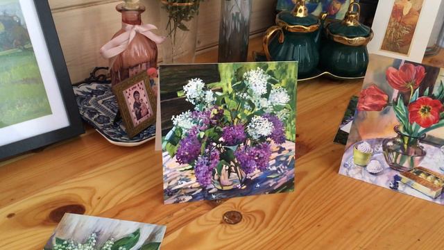 Праздничные авторские открытки с цветами от художника Ариши Норлогуяновой смотреть онлайн