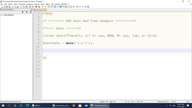 PHP Date Time Example, How To Print Date And Time In PHP, Date Print Kaise Kare PHP me смотреть онлайн